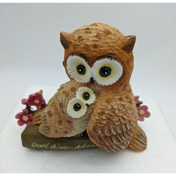 "Hamilton Collection Owl Always Adore You Figurine 2077 Mother & Baby Owl With F - Picture 1 of 11